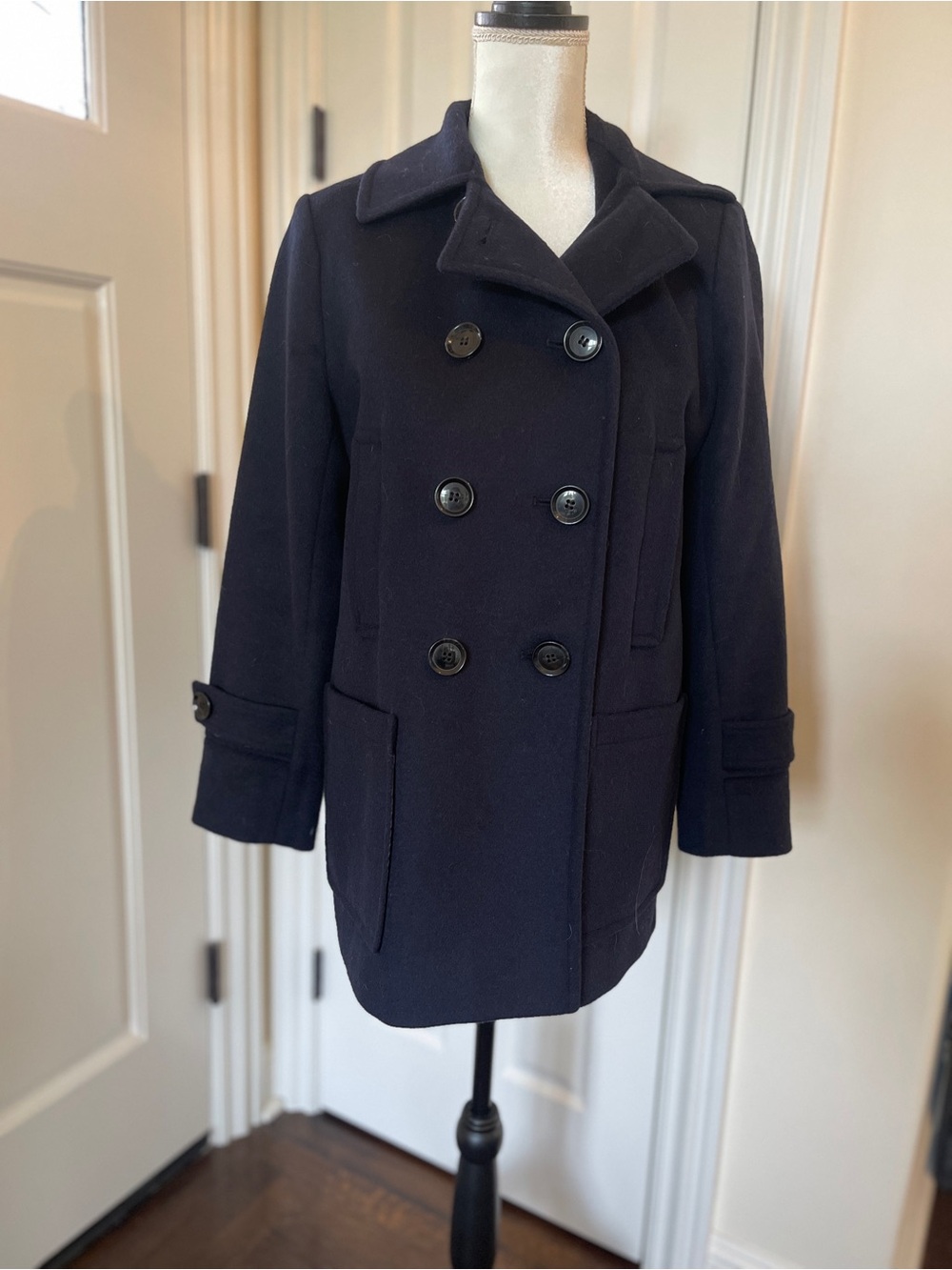 Sam Edelman Navy Double-Breasted Peacoat